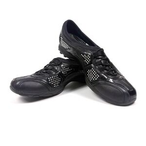 VTG Y2K Bebe Sport Bling Sneaker Shoes Womens Sz 9.5 Black Silver Low Profile
